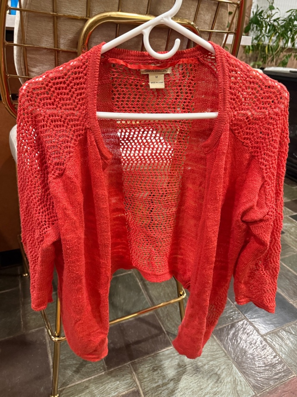 Lucky brand. Coral Open-Weave Women's Cardigan
